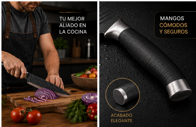 BlackChef™ | Set Cuchillos de Cocina 6 Piezas