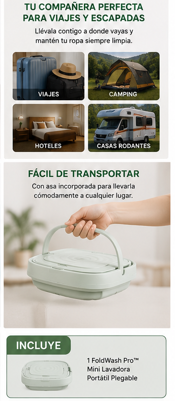 FoldWash Pro™ | Mini Lavadora Portátil Plegable