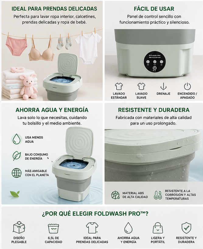 FoldWash Pro™ | Mini Lavadora Portátil Plegable