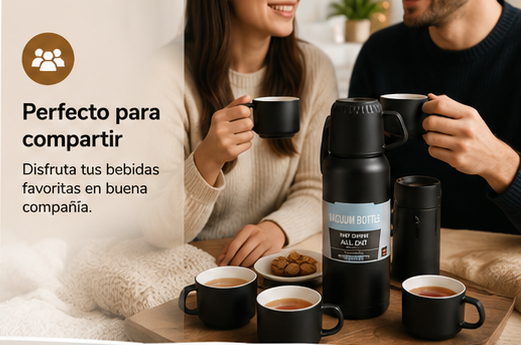 ThermoMate™ | Termo Premium con 3 Tazas