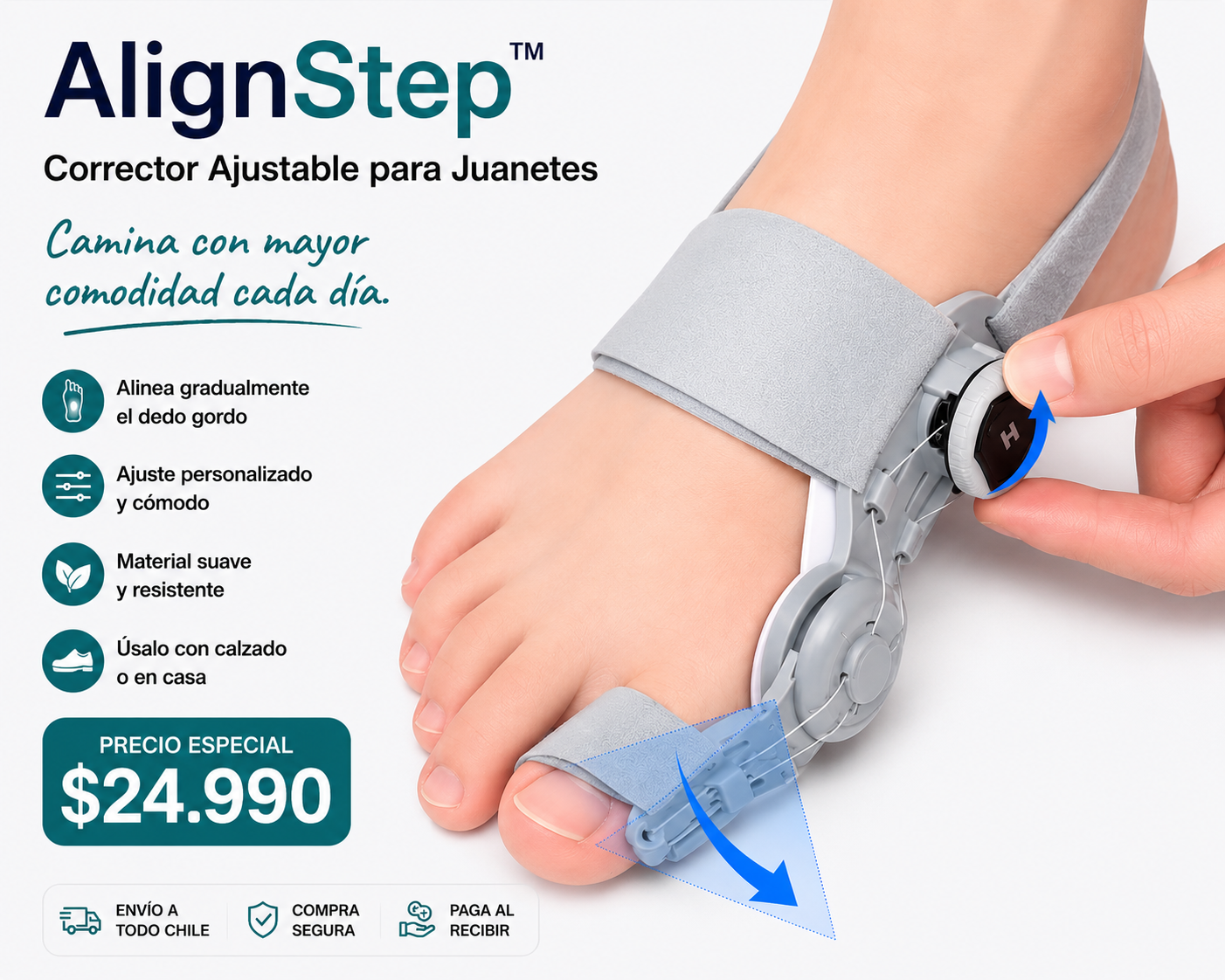 AlignStep™ | Corrector Ajustable para Juanetes