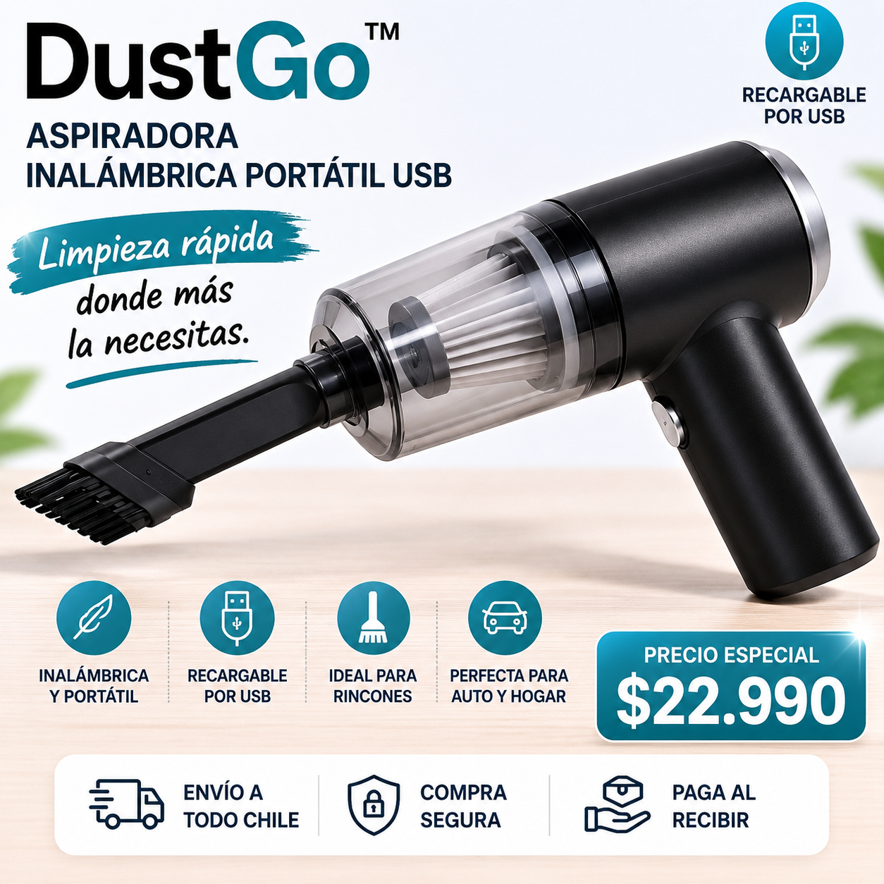 DustGo™ | Aspiradora Inalámbrica Portátil USB