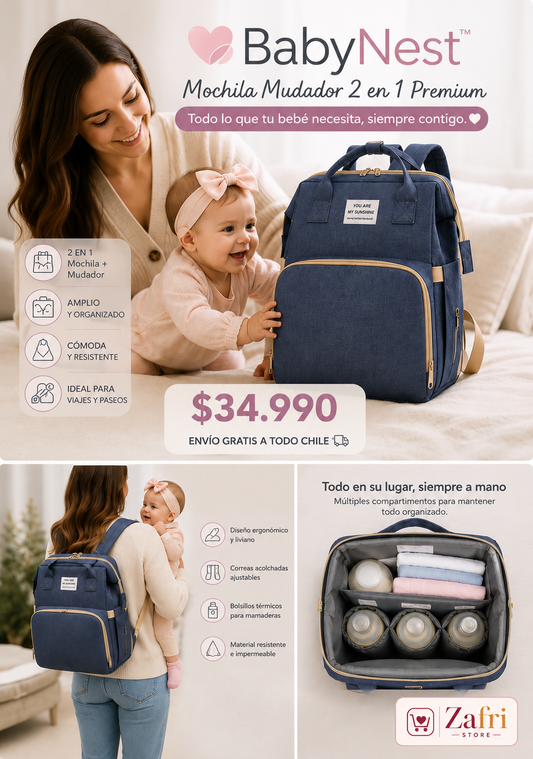 BabyNest™ | Mochila Mudador 2 en 1 Premium 💙