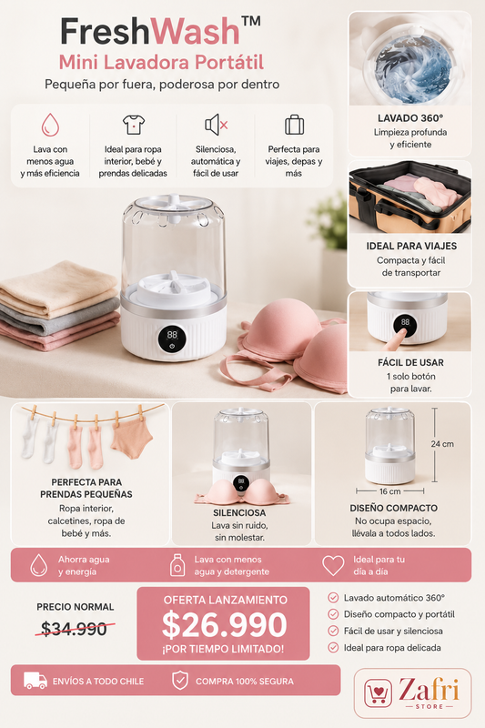 FreshWash™ | Mini Lavadora Portátil Inteligente