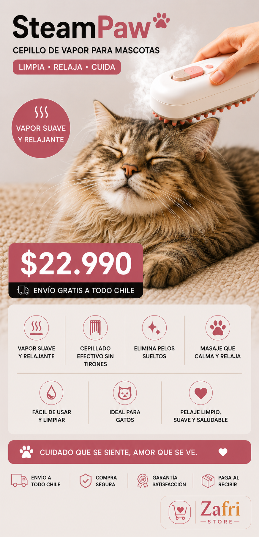 SteamPaw™ | Cepillo de Vapor para Mascotas