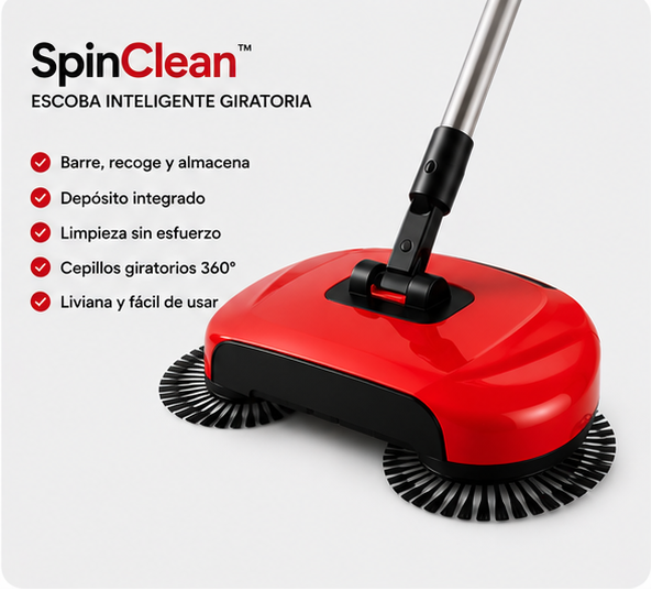 SpinClean™ | Escoba Inteligente Giratoria