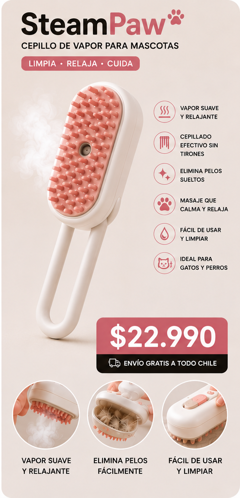 SteamPaw™ | Cepillo de Vapor para Mascotas