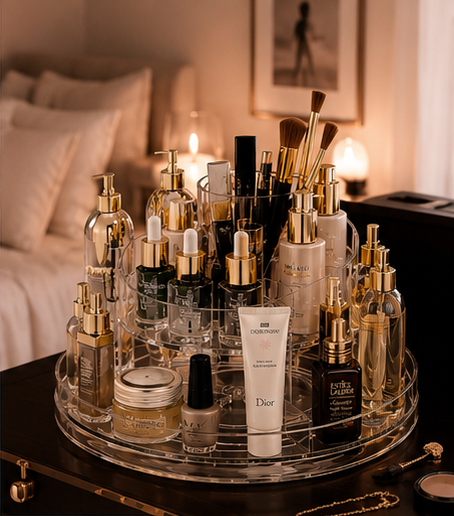 BeautyNest™ | Organizador Giratorio para Maquillaje y Skincare