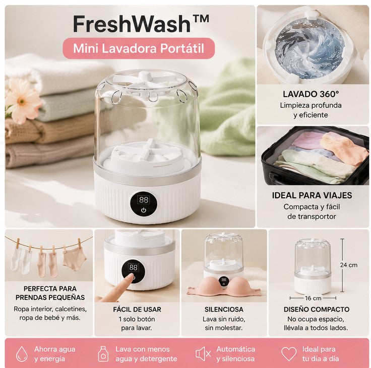 FreshWash™ | Mini Lavadora Portátil Inteligente
