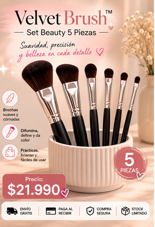 VelvetBrush™ | Set Beauty 5 Brochas difuminadoras