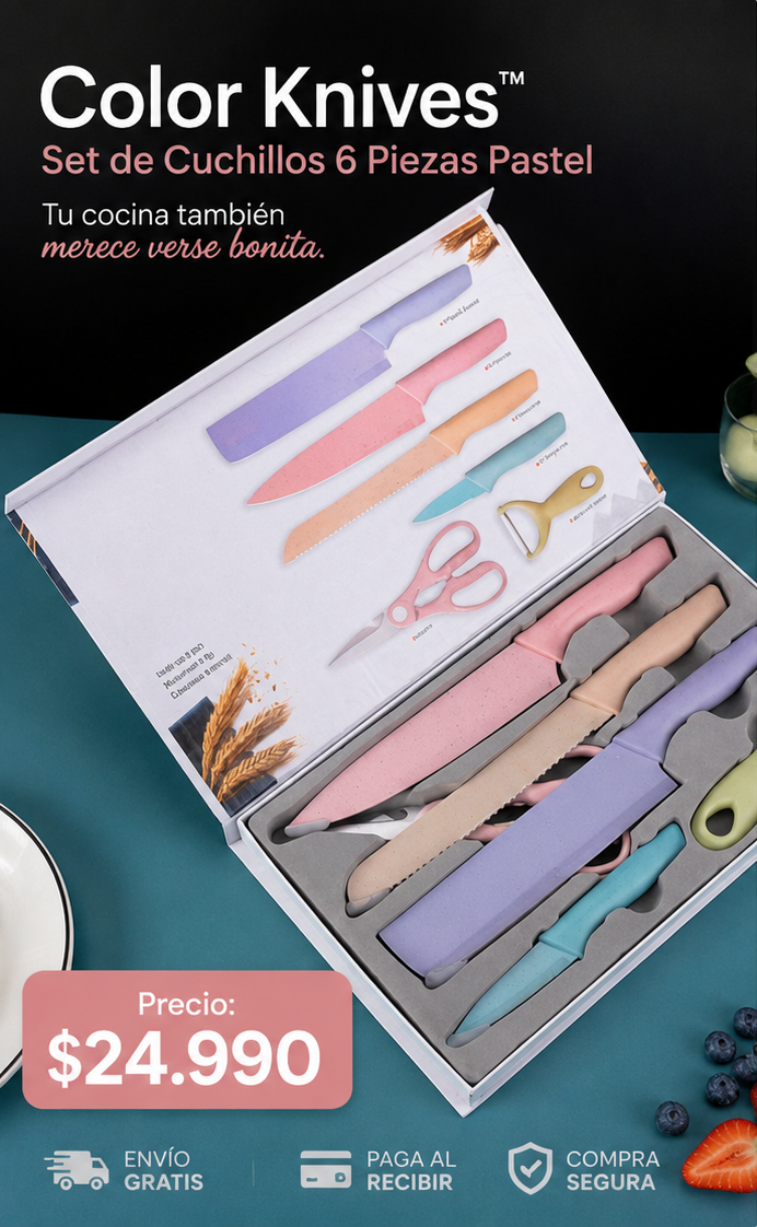 Color Knives™ | Set de Cuchillos 6 Piezas Pastel