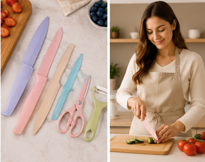 Color Knives™ | Set de Cuchillos 6 Piezas Pastel