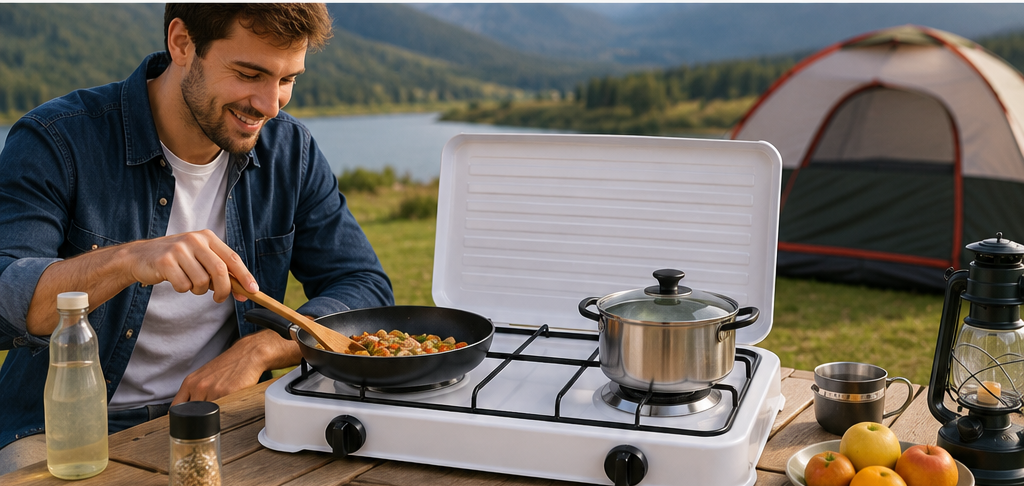 CookGo Duo™ | Cocinilla Portátil de 2 Quemadores