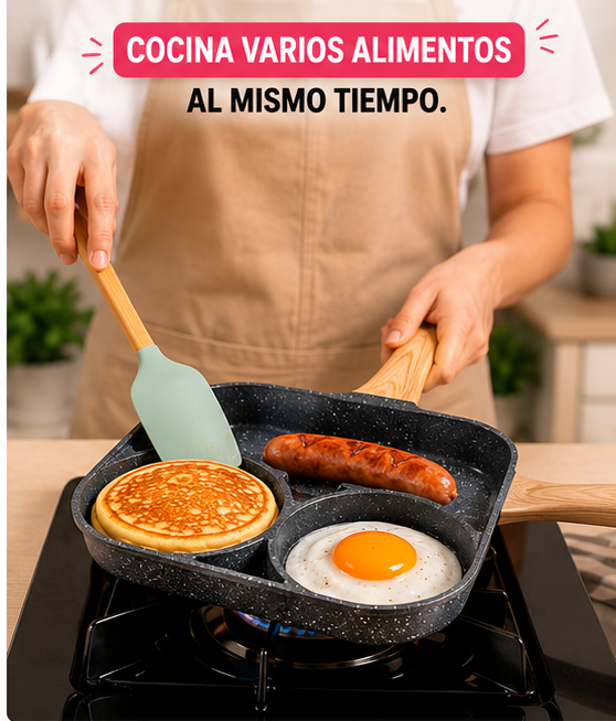 BreakfastPro™ | Sartén Antiadherente de 3 Divisiones