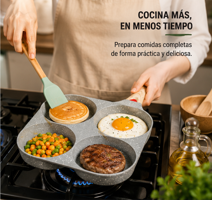 Breakfast Fast Master™ | Sartén Antiadherente de 4 Espacios