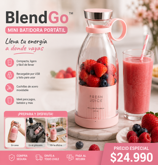 BlendGo™ | Mini Batidora Portátil | Rosada