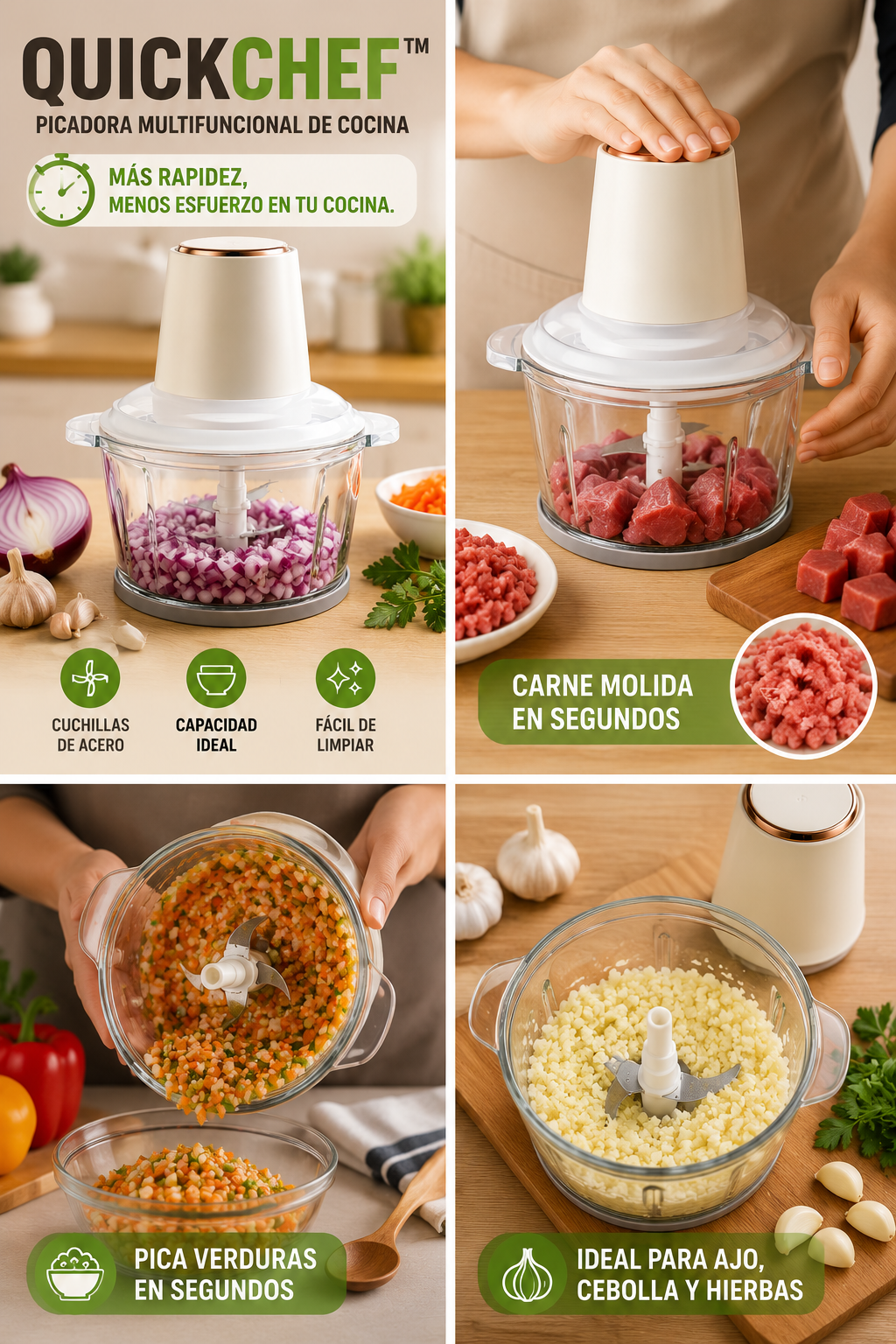 QuickChef™ | Picadora Multifuncional de Cocina